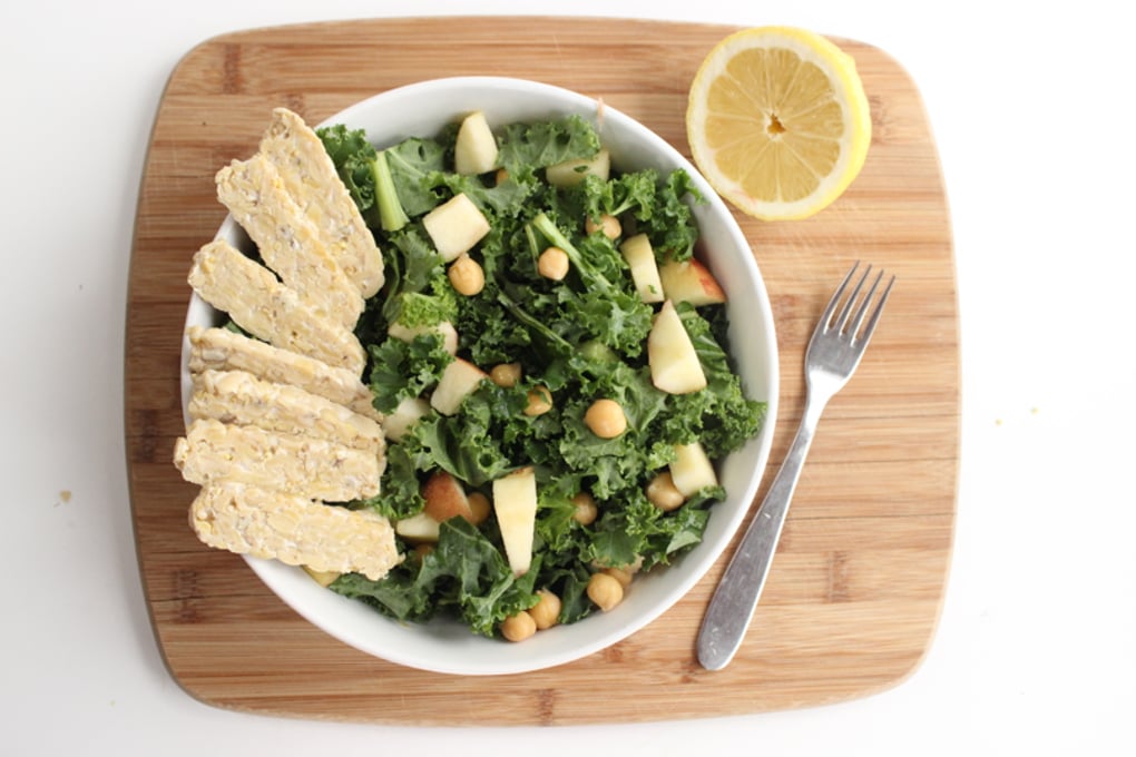 Baker Katherine Kale Salad Assembled Vegan Chickpeas tempeh