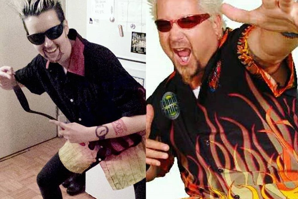 Famous Guy Fieri Chef Costume Set – Shirt, Glasses, Wig, Beard, Halloween Cosplay