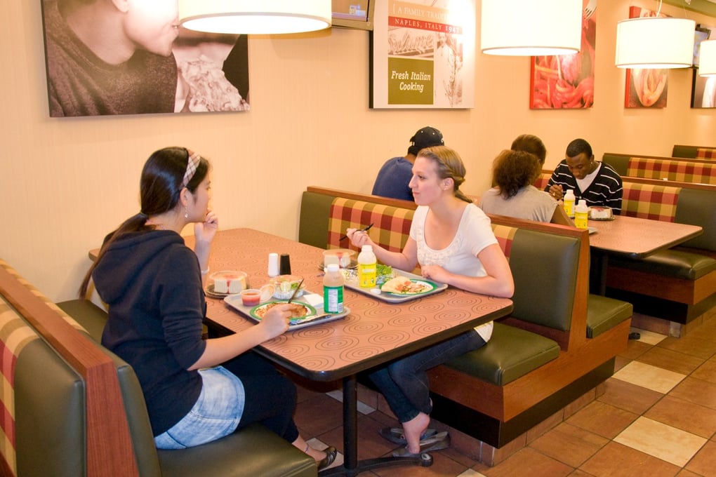 students eating
