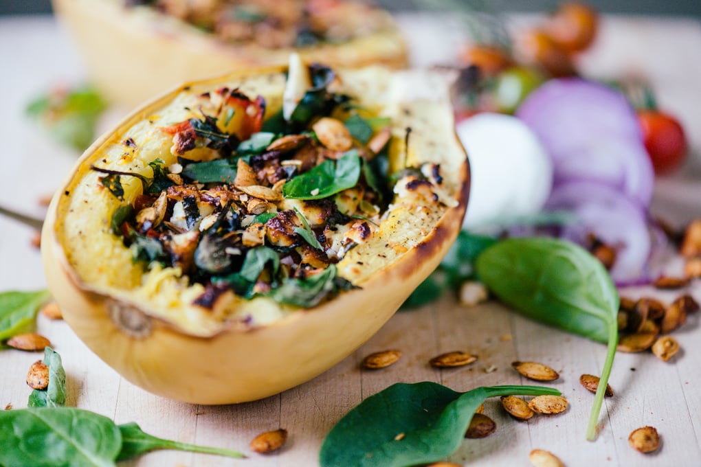 Spinach Tomato Goat Cheese Stuffed Spaghetti Squash 4965
