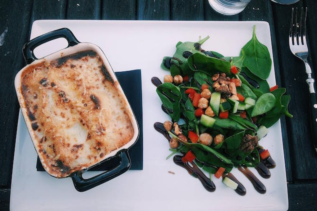 Lasagna and a small salad 3264x2448 OC Imgur