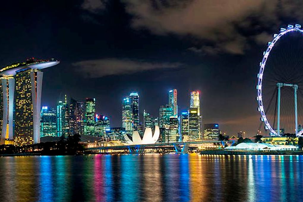 Singapore skyline viewed from Gardens by the Bay East 20120426 02 1