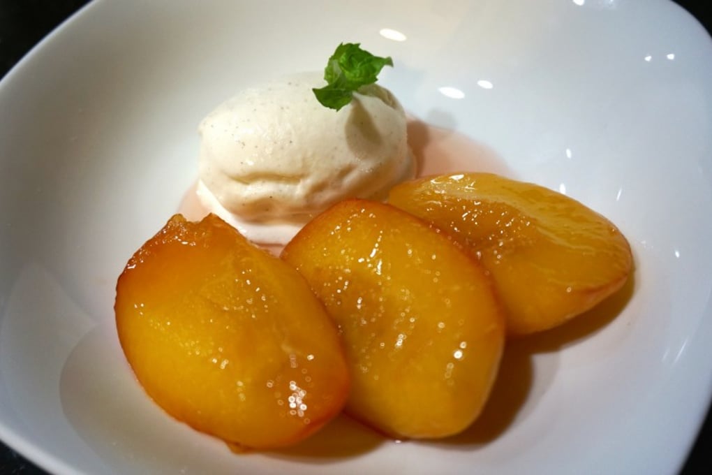 Poached peach w ice cream .jpg