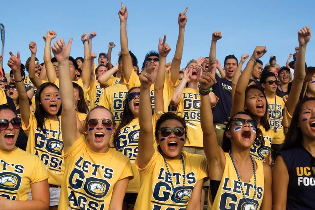 cheering students