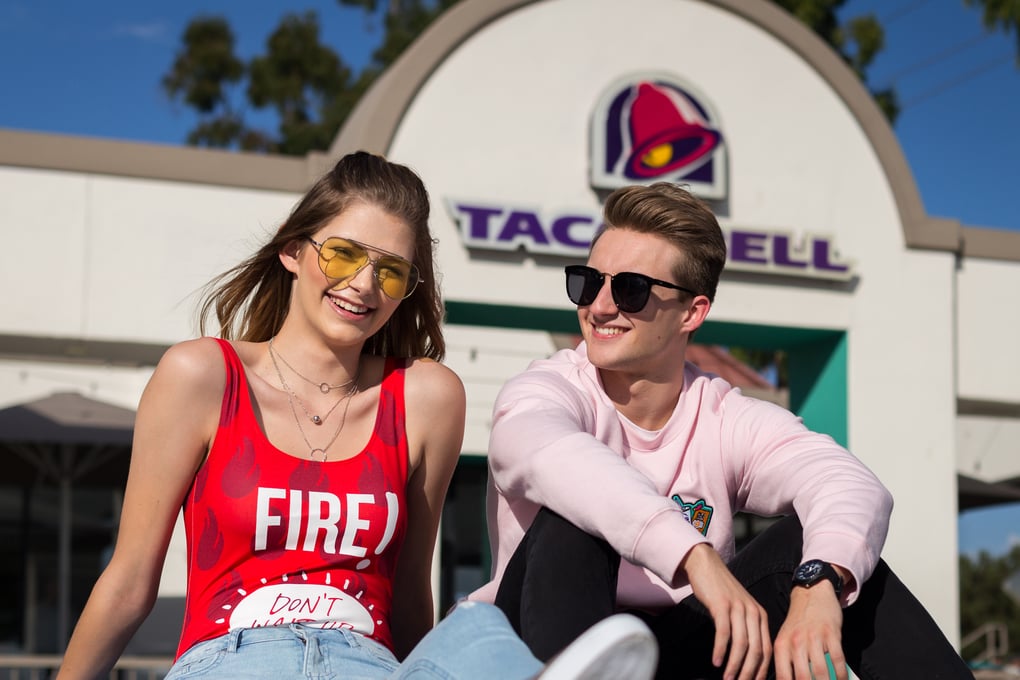 Brittany Creech in the Don't Wait Up Bodysuit Andrew McBurnie in the Patch Sweatshirt