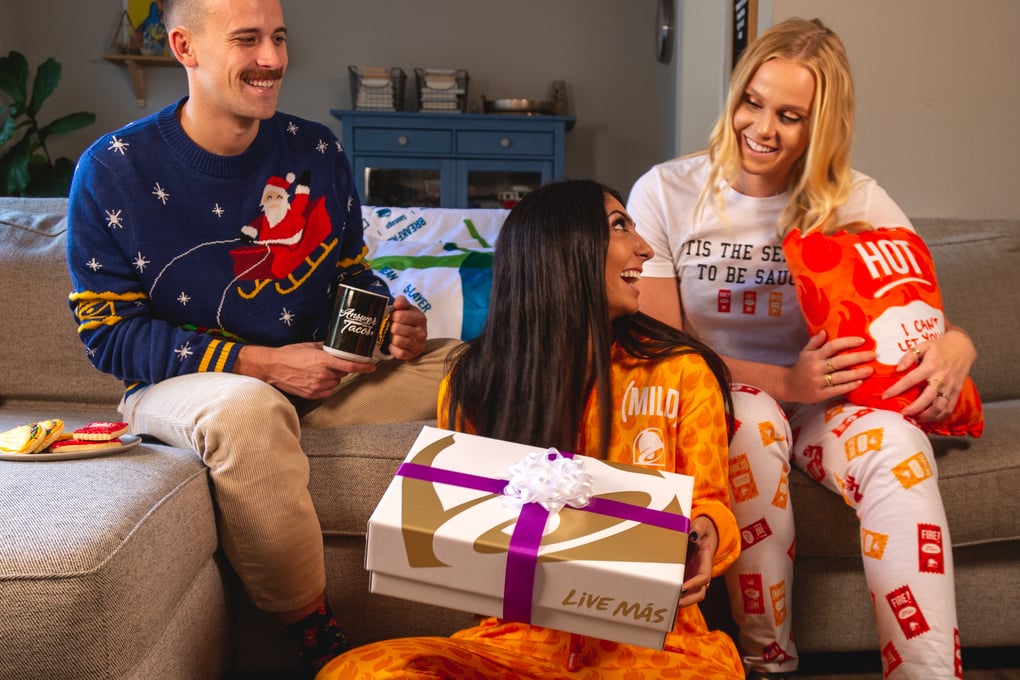 Taco Bell Shop Holiday Collection Holiday Sweater Mild Onesie Lounge Pants