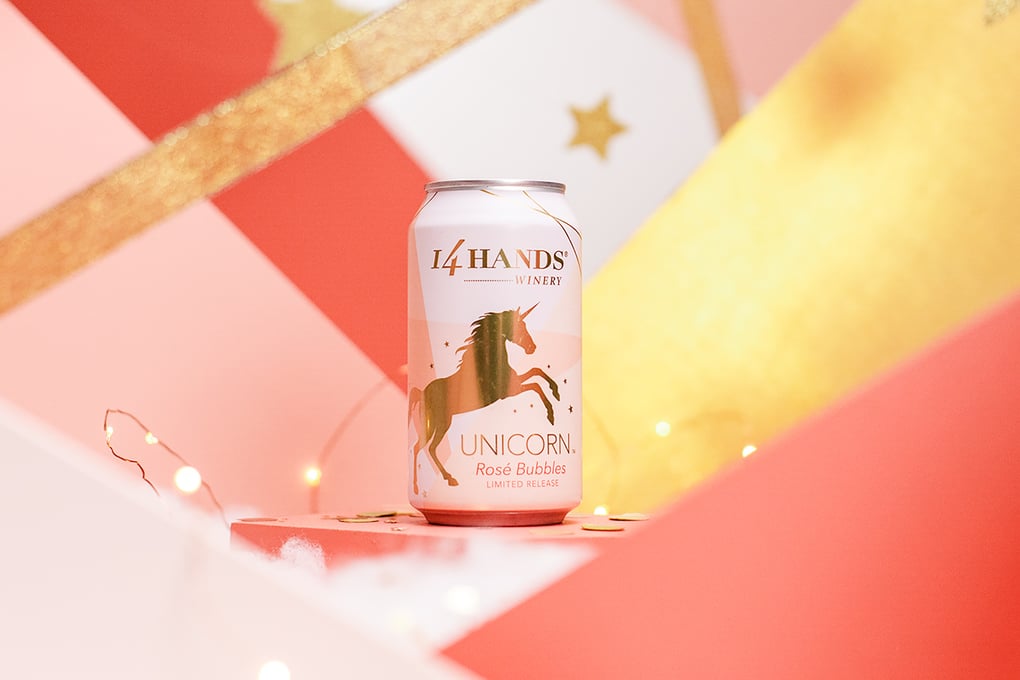 14 Hands Rose%CC%81 Bubbles Unicorn Can Image 1