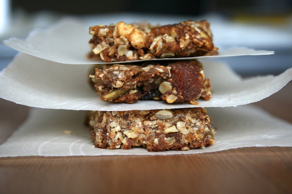 homemade granola bars with banana food image