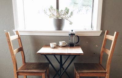 Cafe Table French Press Coffe VintageHeart amycho