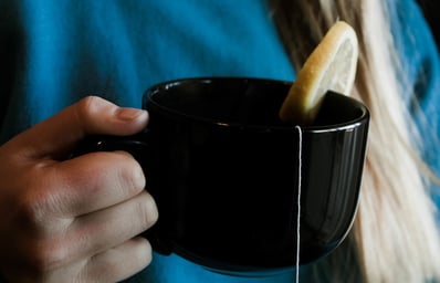 lemon tea in hand