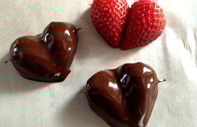 Chocolate Covered Strawberry Hearts InProgress