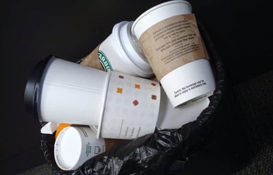 Coffee Cups in Trash.closeup