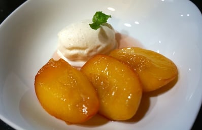 Poached peach w ice cream .jpg