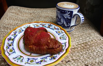 raspberry croissant and mocha