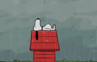 rainy sleepy snoopy peanuts