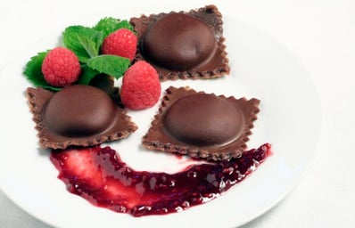 chocolate ravioli closeup1