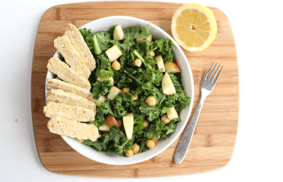 Baker Katherine Kale Salad Assembled Vegan Chickpeas tempeh1