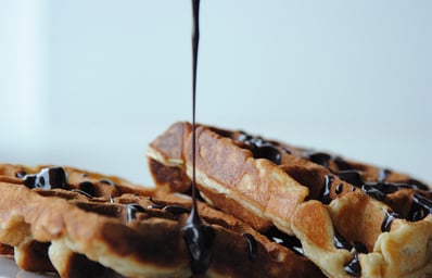 chocolate drizzled waffles