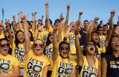 cheering students