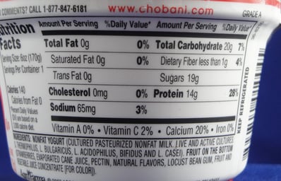chobani nutritional ingredients 1