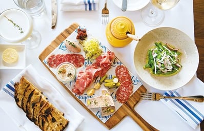 charcuterie board with mignorelli farm snap peas and ricotta at lafayette restaurant new york conde nast traveller 4sept14 annie