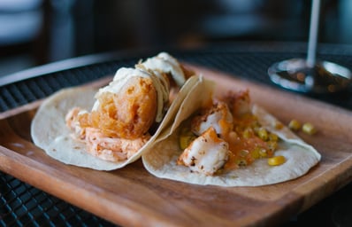fusion tempura and shrimp tacos
