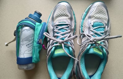water bottle and shoes