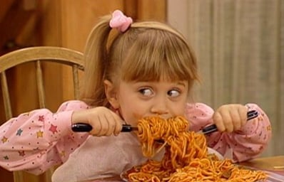 michelle eating spaghetti