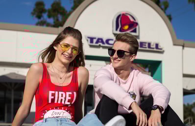 Brittany Creech in the Don't Wait Up Bodysuit Andrew McBurnie in the Patch Sweatshirt