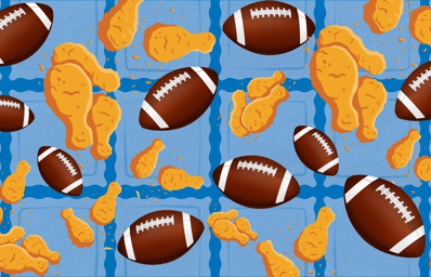 football and chicken wings