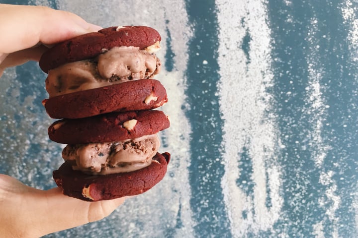 Red Velvet Oreo Ice Cream Sandwich