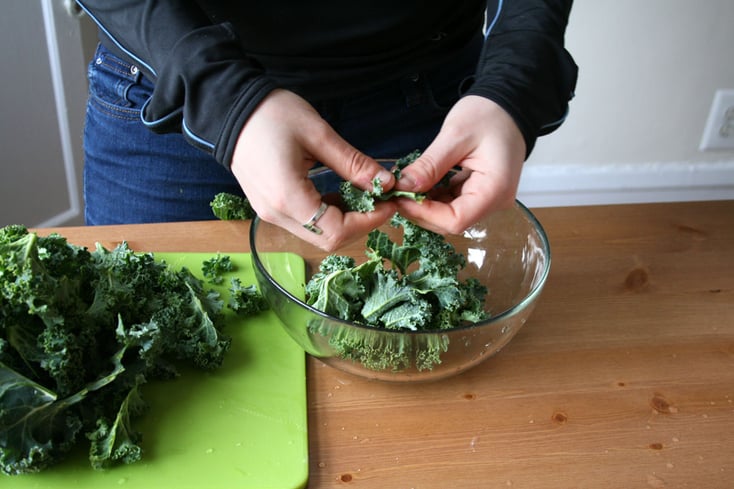 Breaking Kale Into Pieces