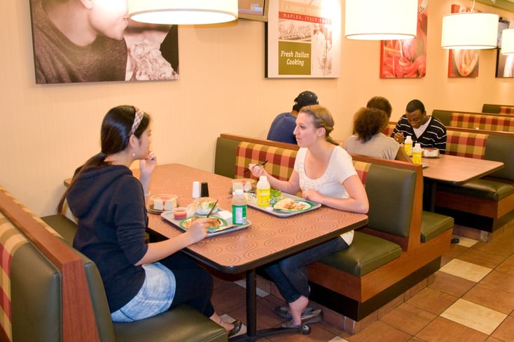 students eating