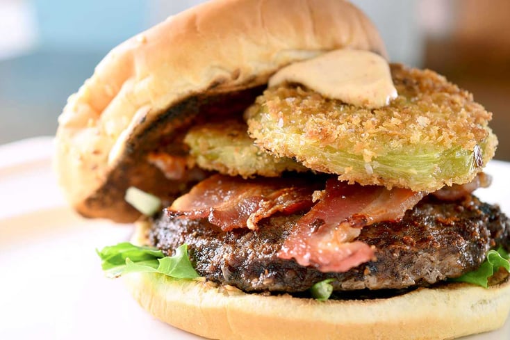 fried green tomato bacon burger