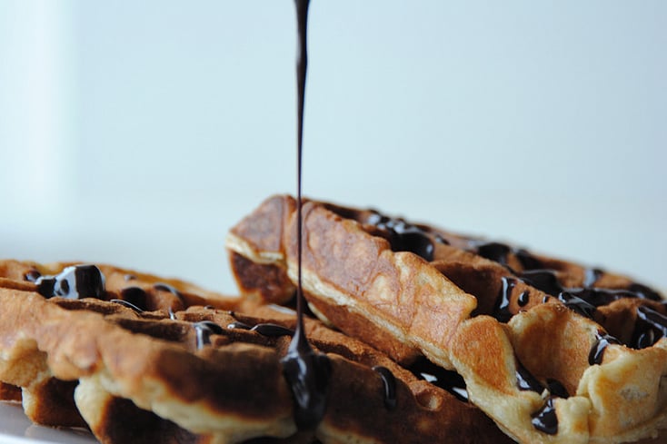 chocolate drizzled waffles