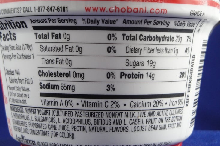 chobani nutritional ingredients 1