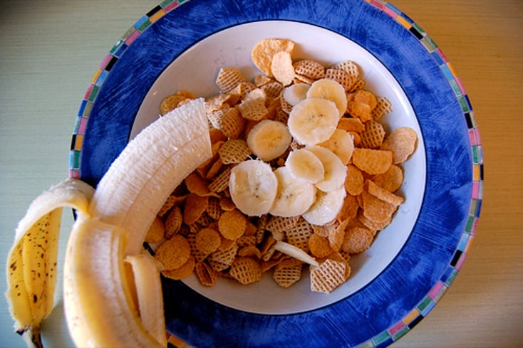 Bowl of Cold Cereal with Banana1