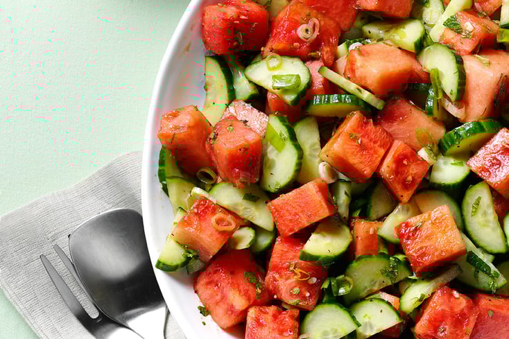 Minty Watermelon Cucumber Salad