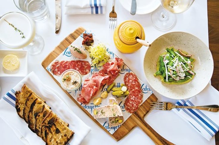 charcuterie board with mignorelli farm snap peas and ricotta at lafayette restaurant new york conde nast traveller 4sept14 annie