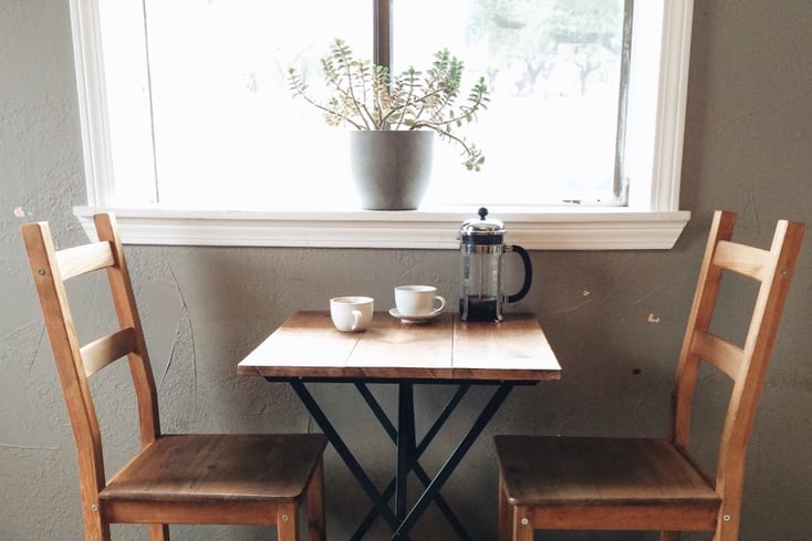 cafe table french press coffe vintageheart amycho