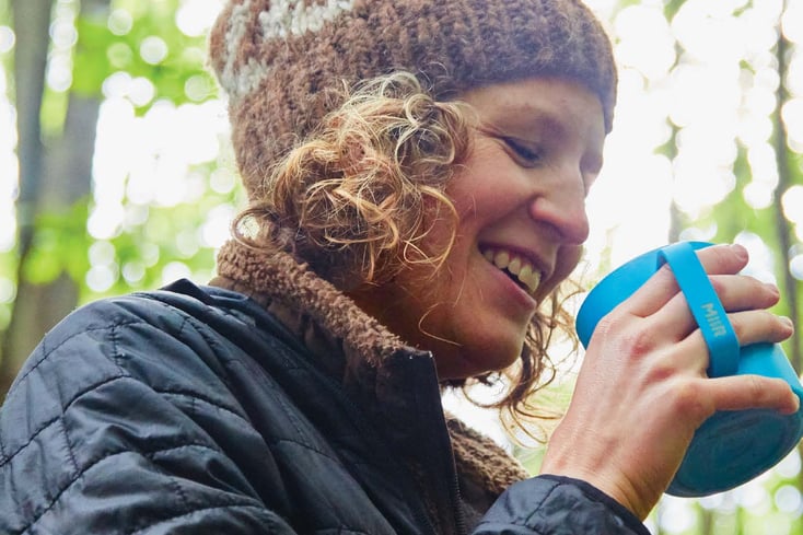 Emma drinking coffee