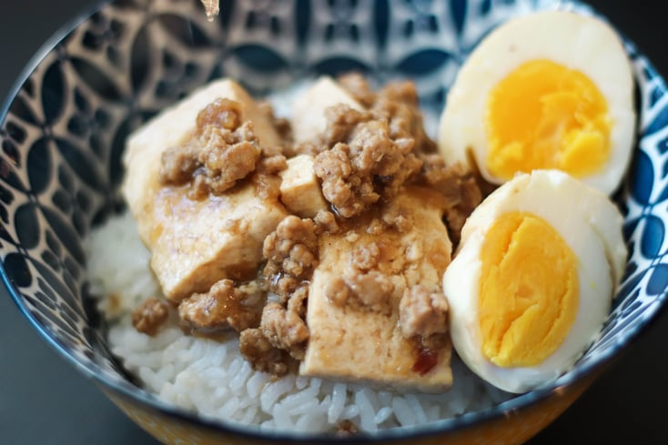 Pork Mince Rice Closeup