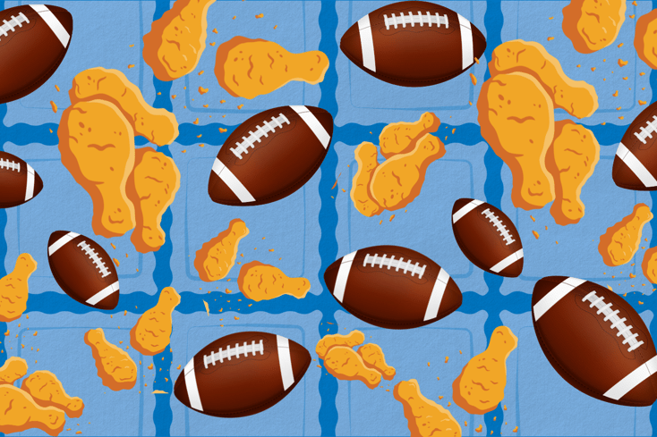 football and chicken wings