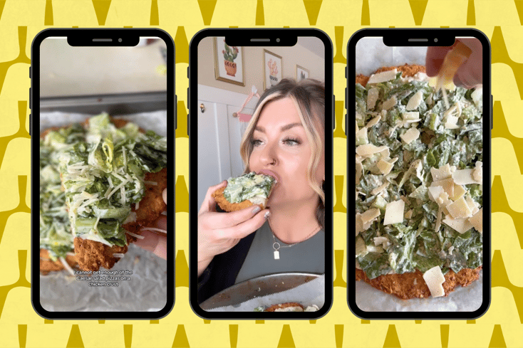 chicken caesar salad pizza