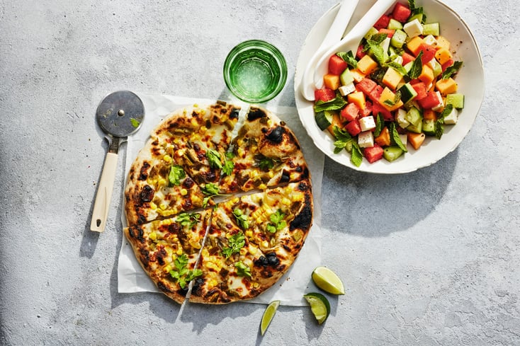 pizza and salad