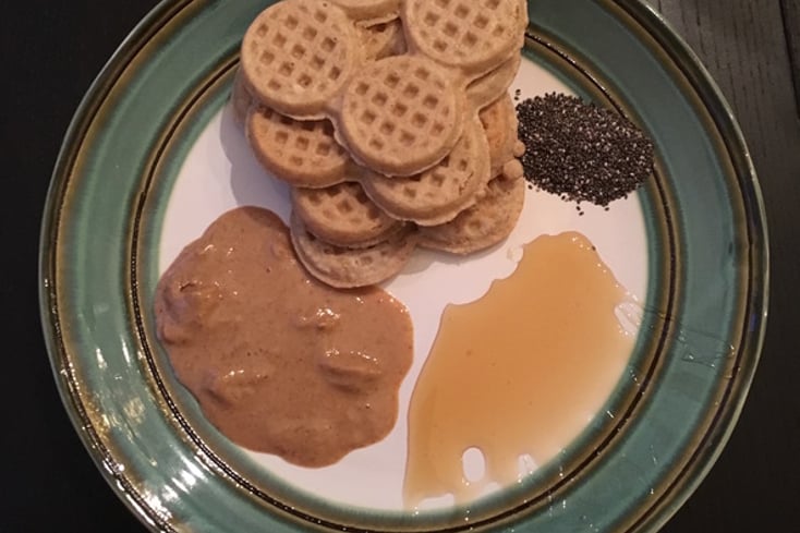 Whole Grain Waffles with Honey and Peanut Butter