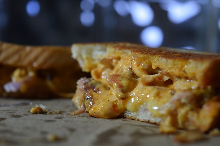 Smoky Buffalo Chicken Grilled Cheese