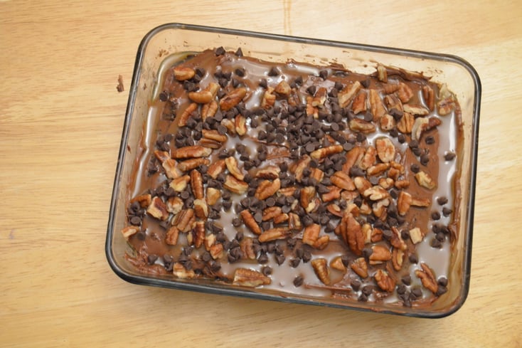 Chocolate Turtle Poke Cake