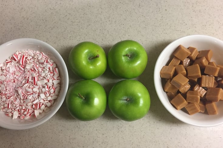 Caramel Candy Cane Apples