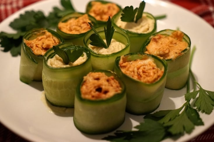 Cucumber Rolls with Hummus